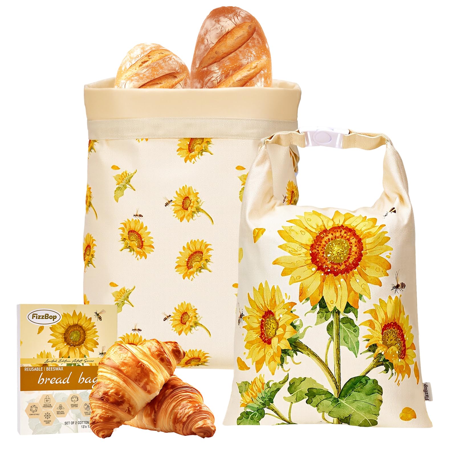 Bolsas FIZZBOP de cera de abejas para pan XL, para conservar pan casero fresco.