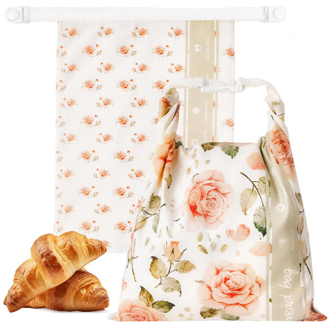 Bolsas de pan FIZZBOP con cera de abejas y diseño floral, mantienen la frescura.
