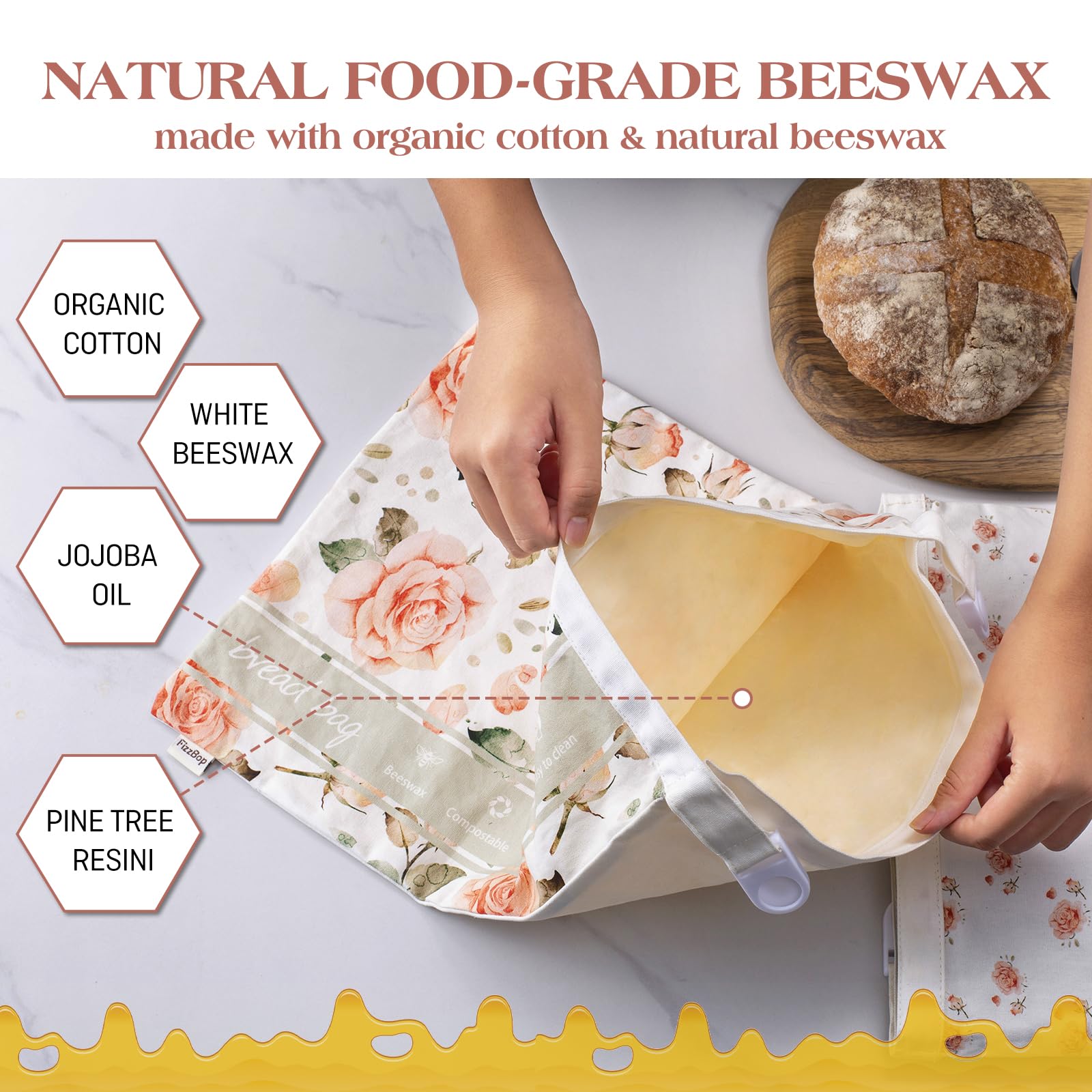 Bolsas de pan FIZZBOP duraderas y reutilizables para uso diario.