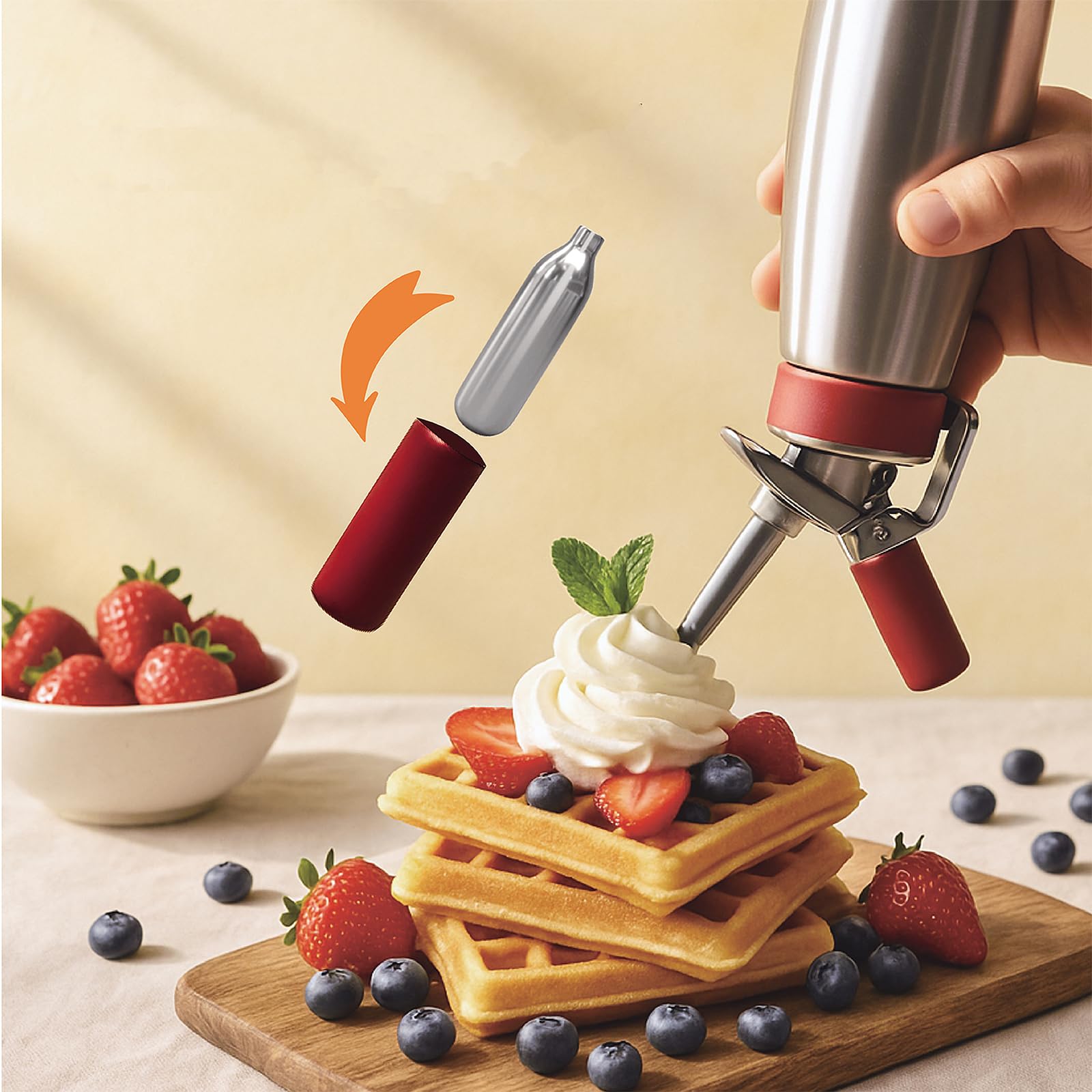 Accesorios para crema: mousse y postres decorativos.