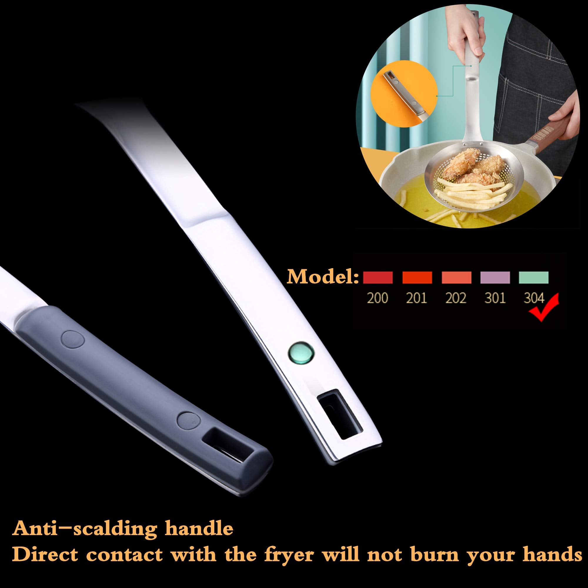 Cucharón espumadera FJNATINH ideal para freír y escurrir.