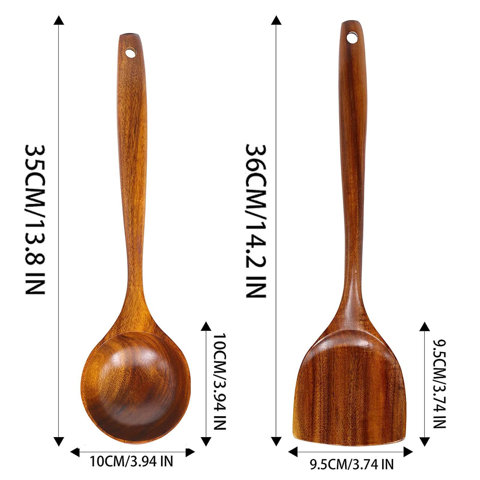 Cucharón de teca FJNATINH para revolver sin rayar sartenes antiadherentes.