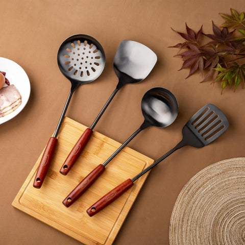 Cucharón de wok FJNATINH de 17 pulgadas para servir sin salpicaduras