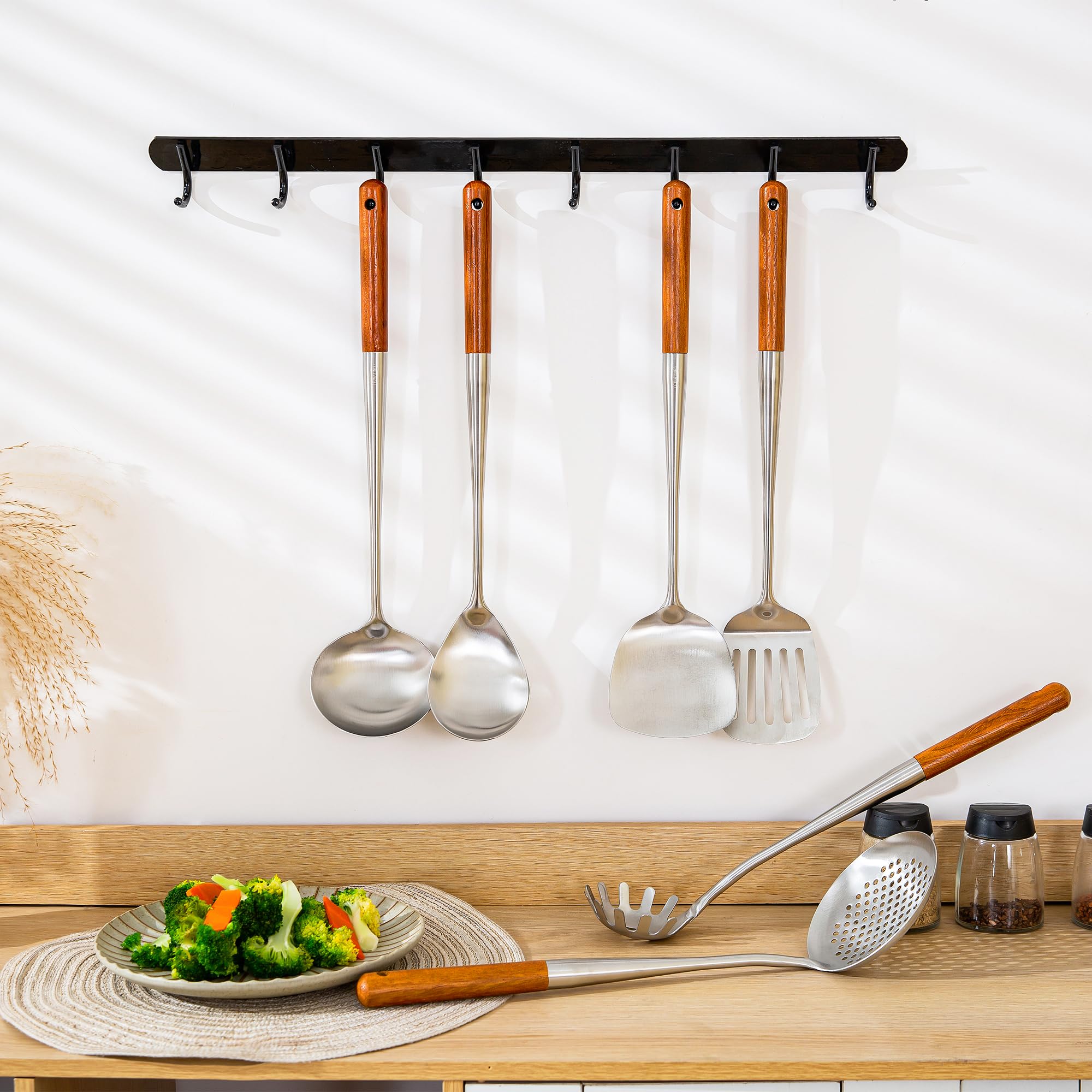 Diseño resistente al calor FJNATINH, utensilios de acero inoxidable para cocción prolongada.