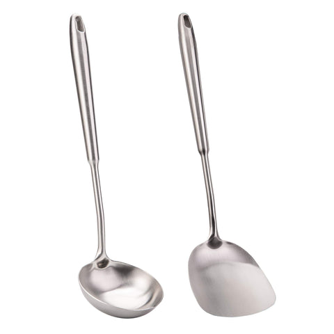 FJNATINH Wok Espátula: espátula de acero 304 para voltear y saltear con precisión.