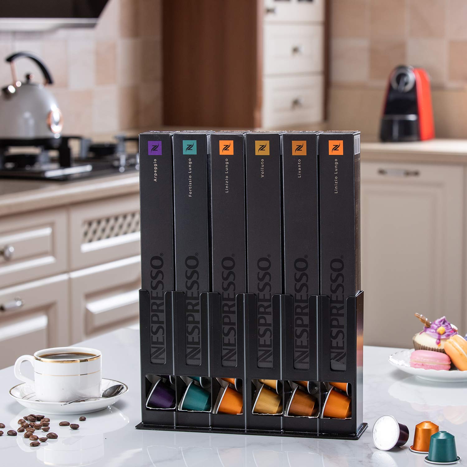 Estante FlagShip para cápsulas Nespresso Original, organiza 60 cápsulas.
