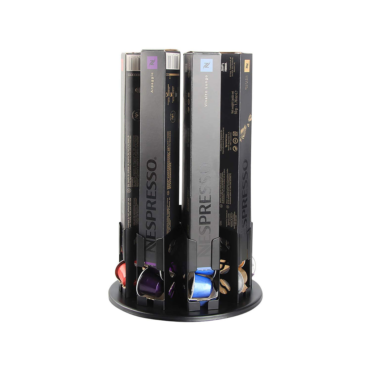 FlagShip portacápsulas Nespresso, capacidad para 80 cápsulas y ahorro de espacio.