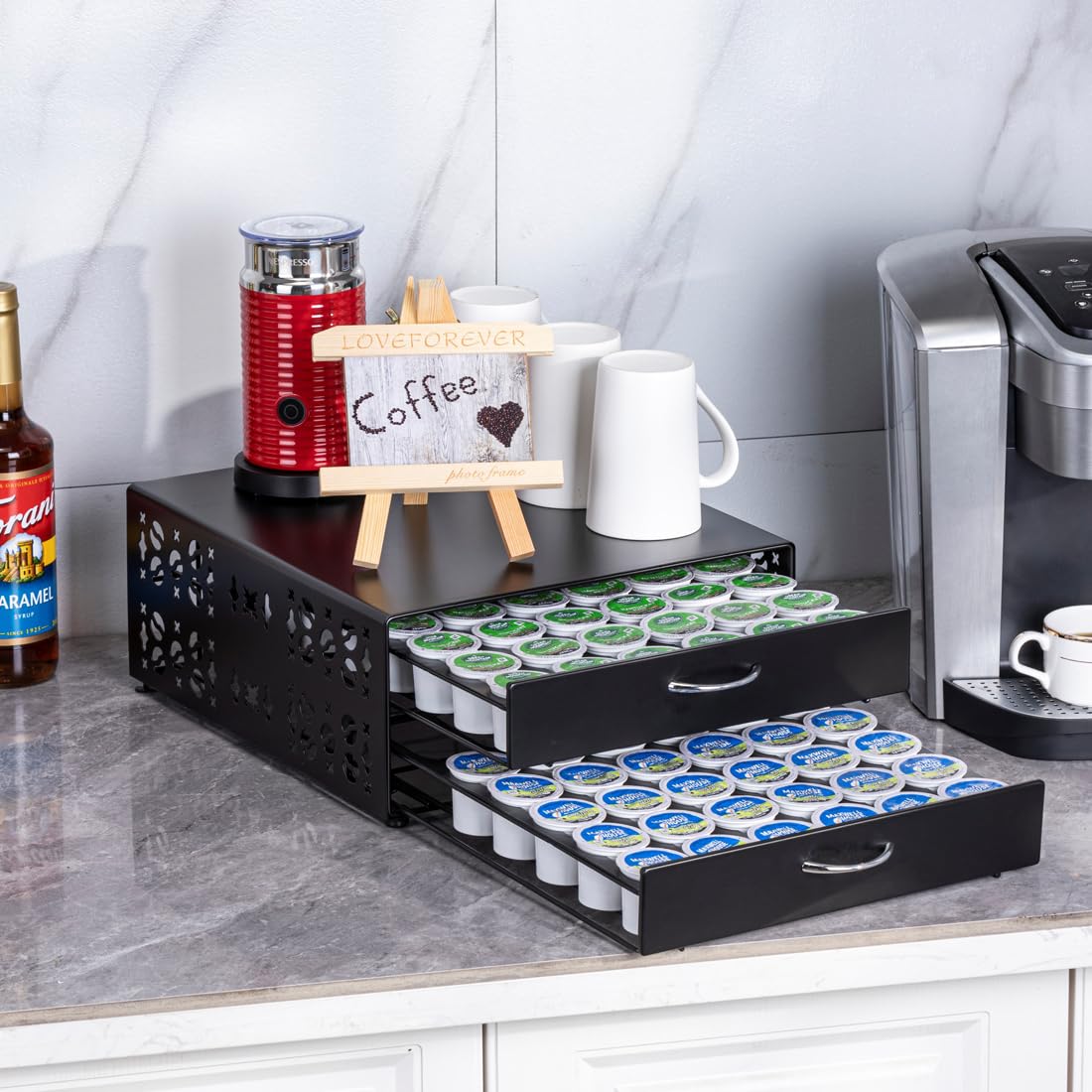 FlagShip superficie superior para accesorios de café.