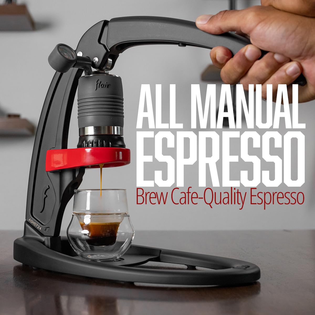 Flair Espresso Maker Classic, detalle de la palanca manual para mayor control