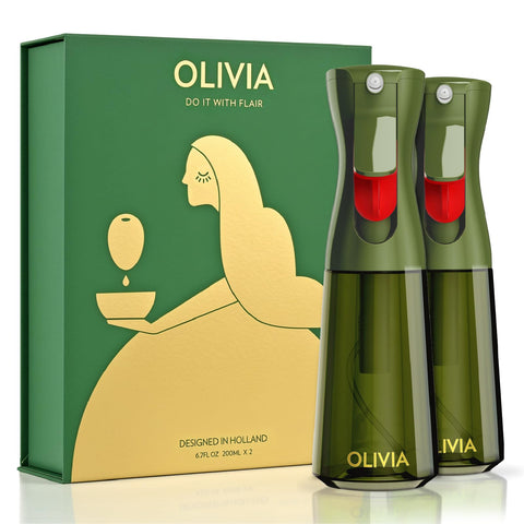 Atomizador FLAIROSOL OLIVIA en botella de vidrio verde para cocción con pulverización fina.