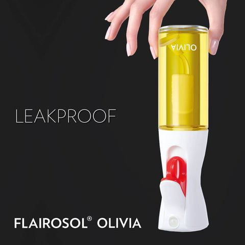 FLAIROSOL OLIVIA: tapa anti-goteo que reduce derrames y facilita el transporte.