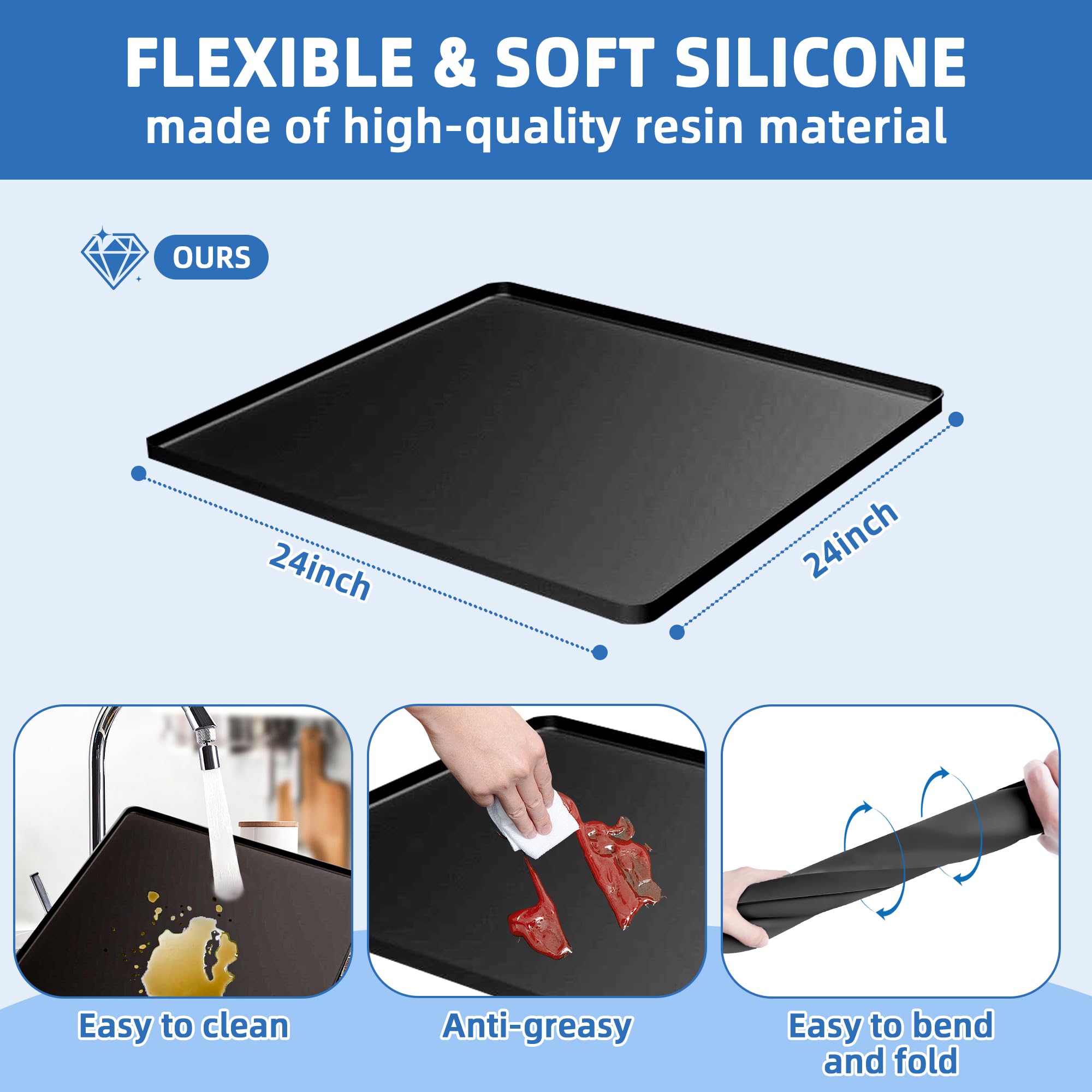 Flamiracle alfombra silicona frigorifico, absorbe vibraciones y protege el piso.