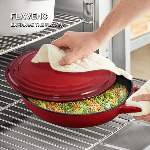 Flavehc Braiser exterior rojo elegante para servir directamente