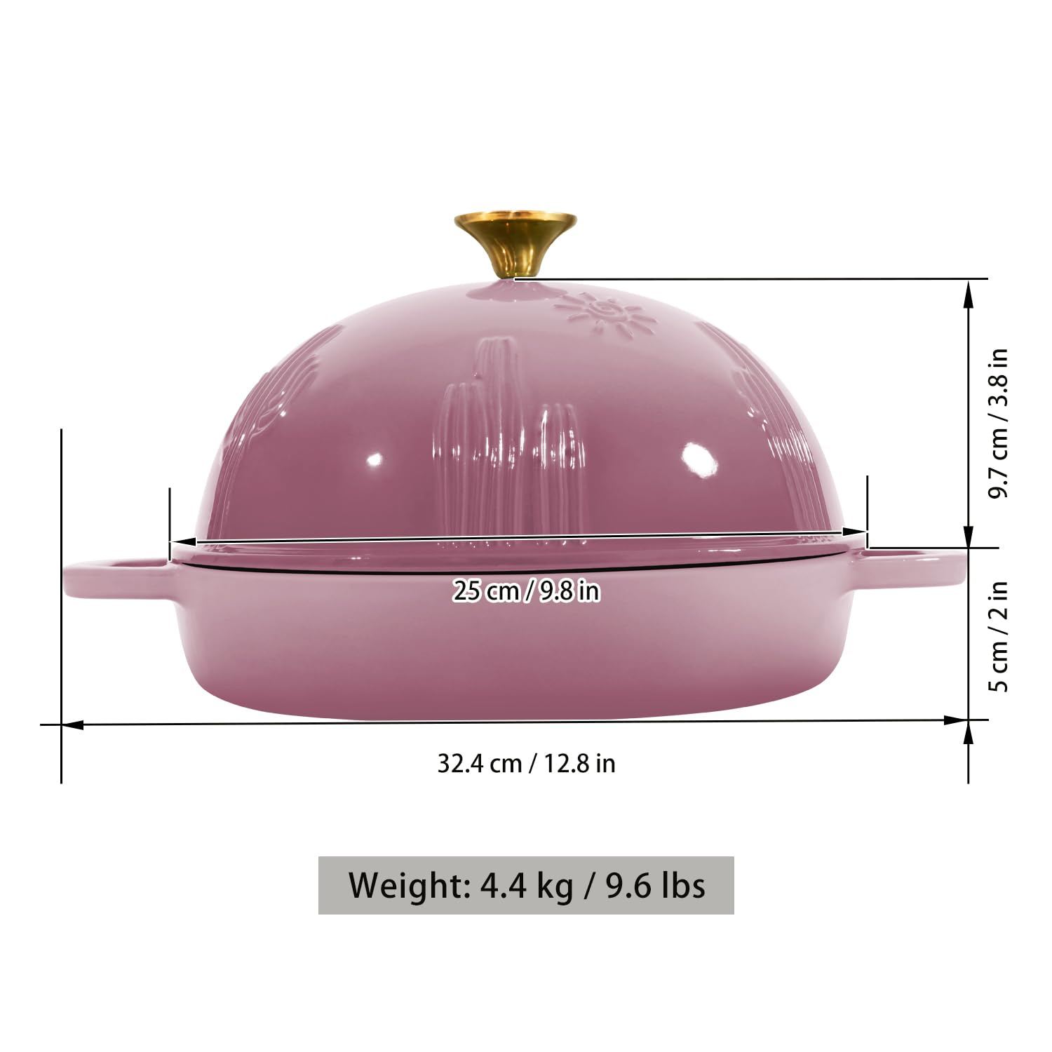 Flavehc Horno de hierro, interior esmalte negro mate facilita limpieza.