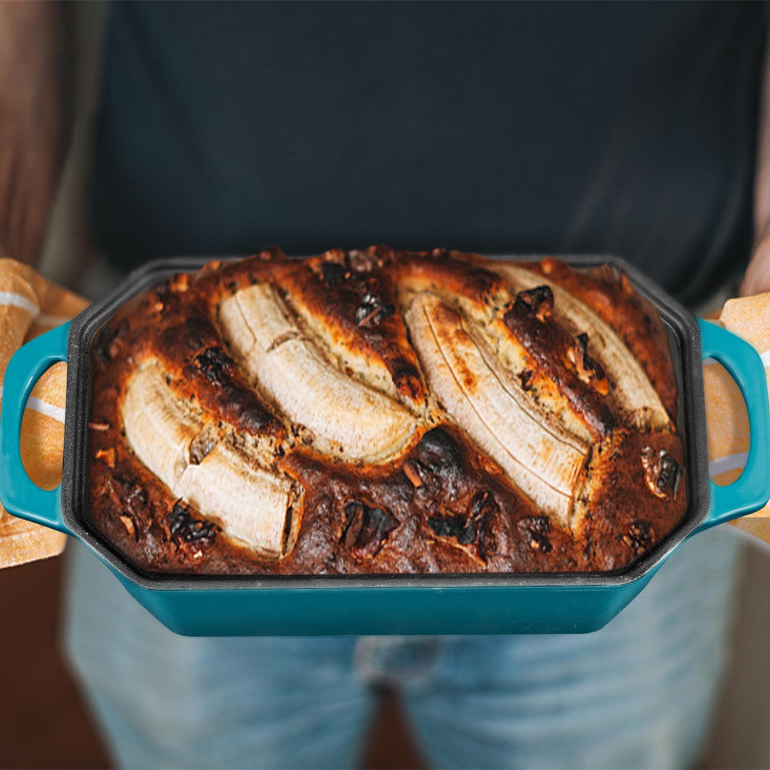 Flavehc pan de hierro con tapa 9x5, cuidado sencillo para larga duración