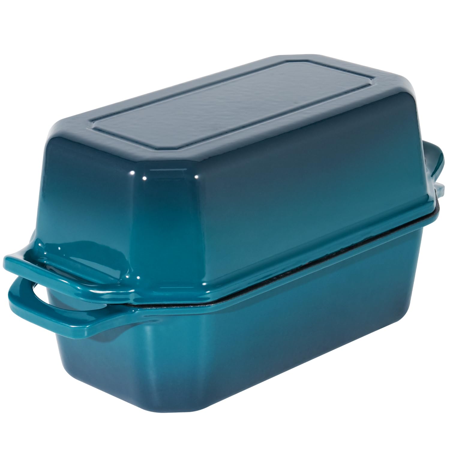 Flavehc pan de hierro con tapa 9x5, vista frontal para hornear hogazas uniforme