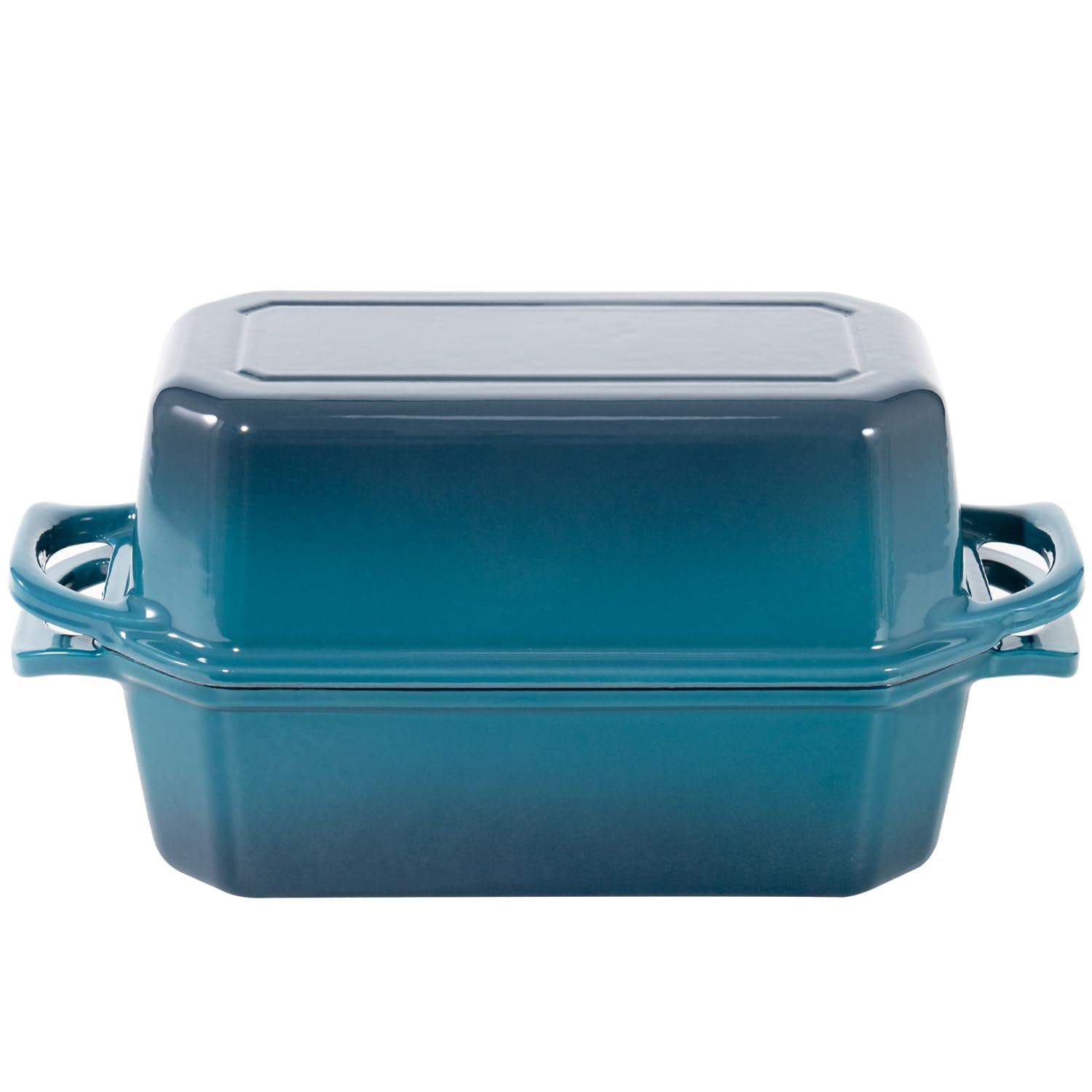 Flavehc pan de hierro con tapa 9x5, vista lateral para distribución de calor eficiente
