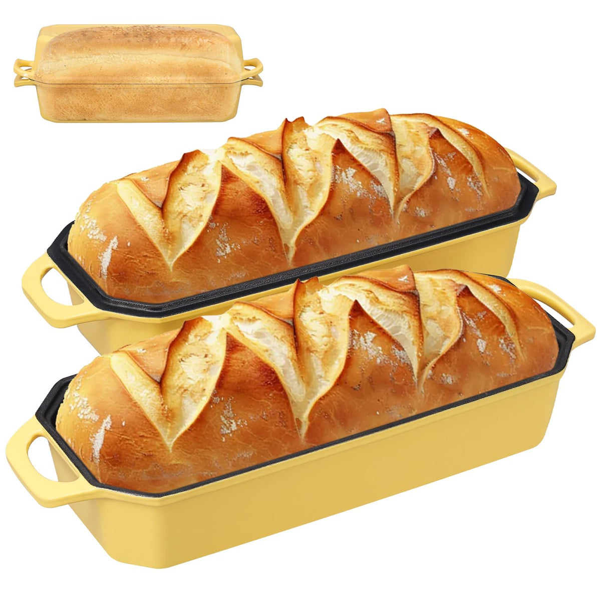 Pan de Flavehc de hierro esmaltado con tapa 13x5 para pan casero