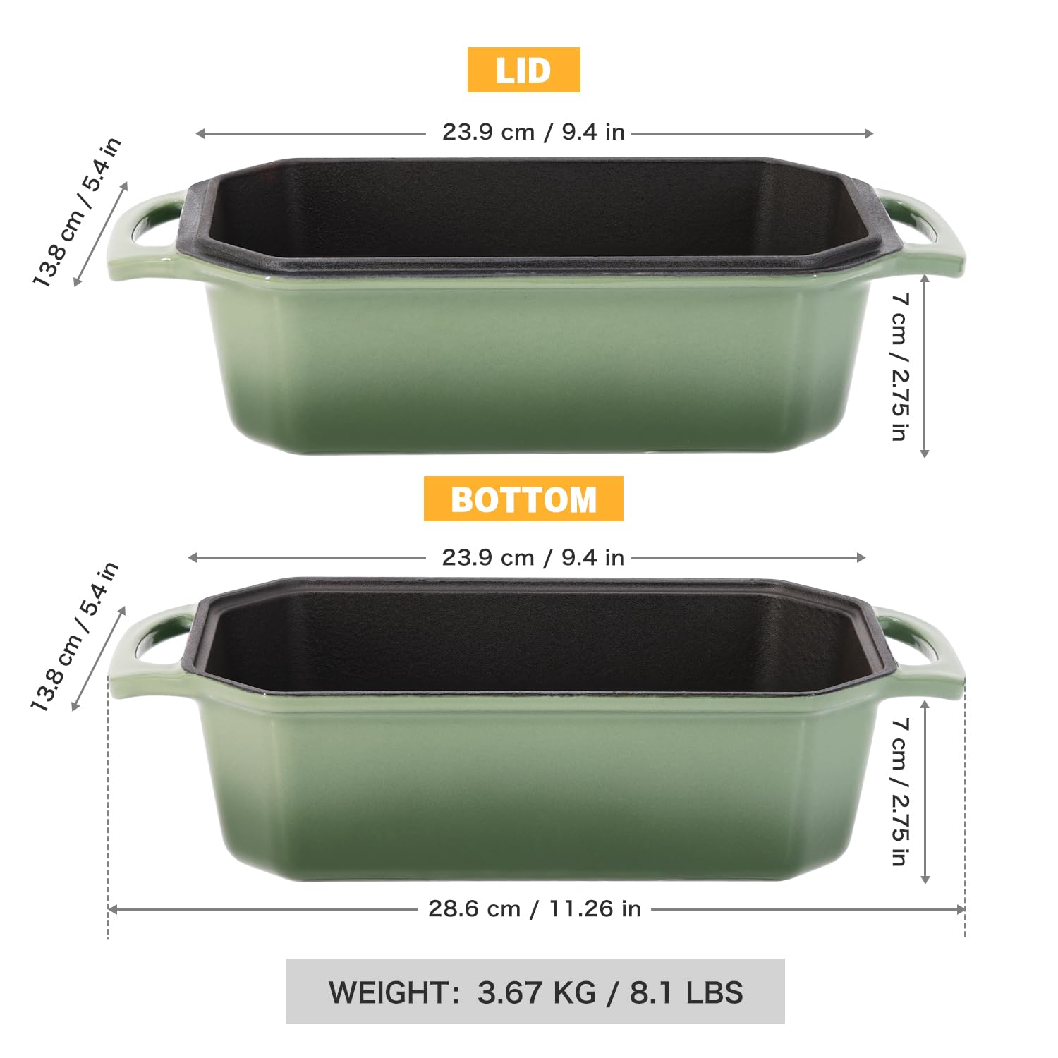 Mango ergonómico del pan Flavehc, seguro al manipular el molde caliente.
