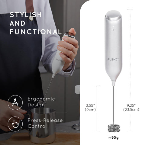 Flendy batidor leche mano, botón ergonómico para control fácil de velocidad