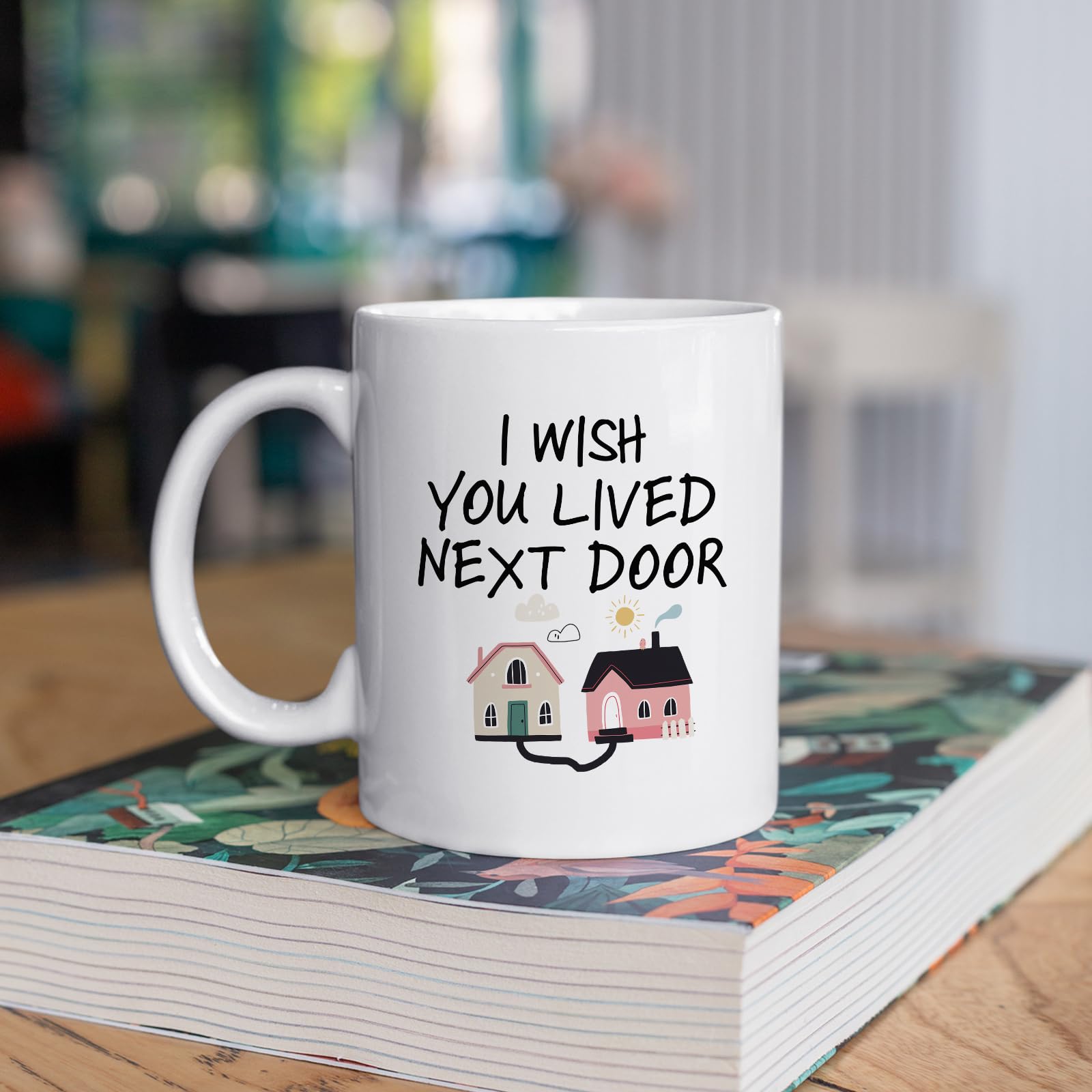 Taza de cerámica blanca FLEXISAVVY con diseño divertido para desayunos