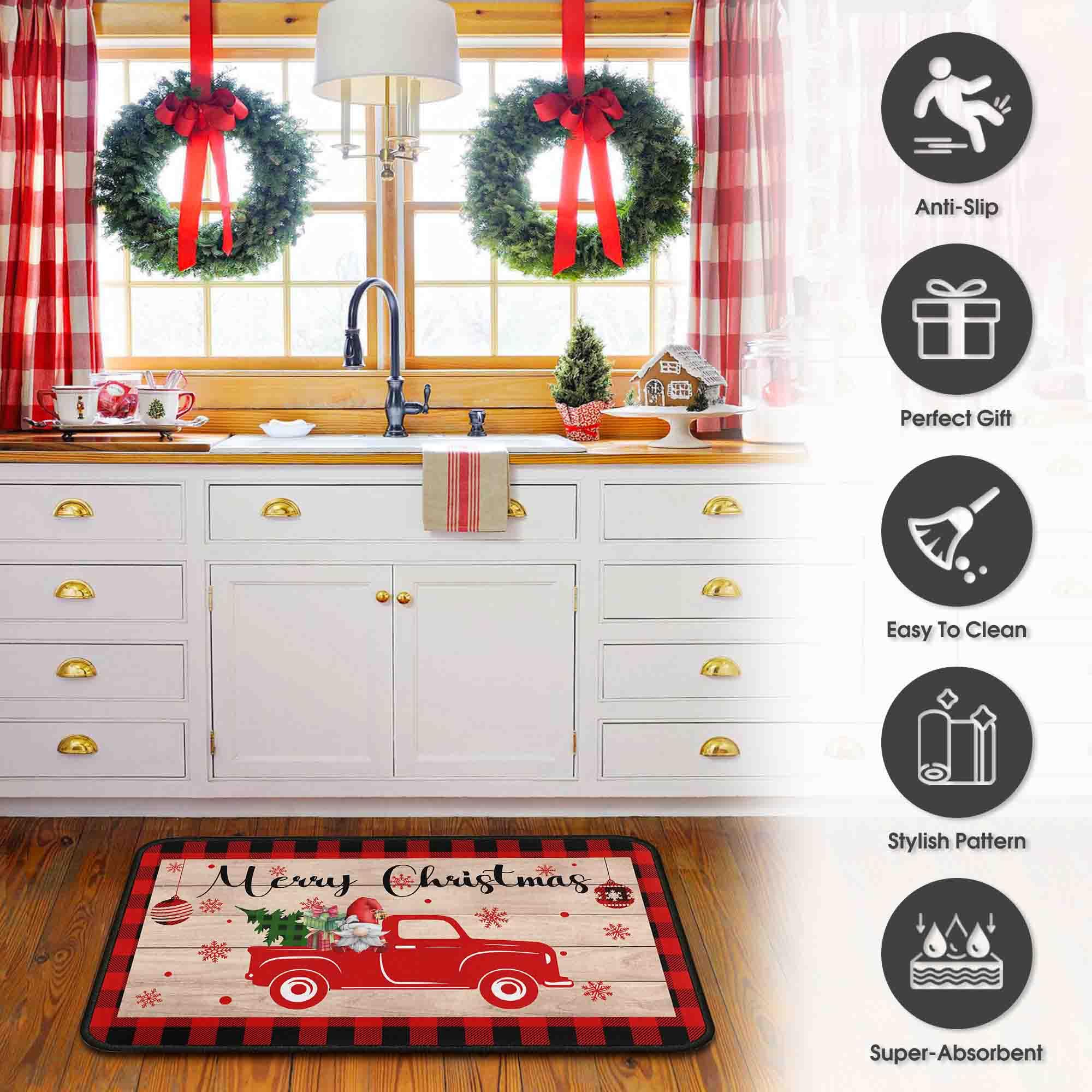 Alfombra Flippana con diseño navideño, decora la entrada y la cocina.