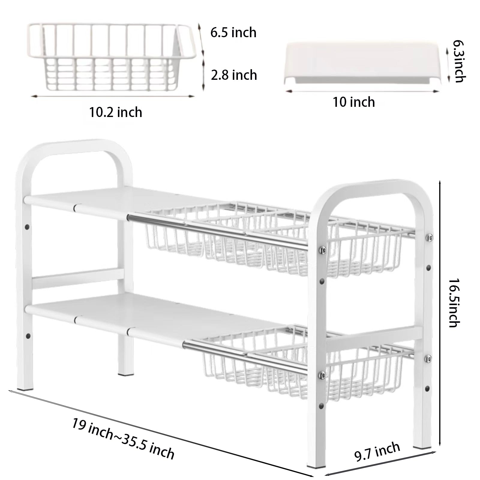 Estante expandible Fliqor con altura ajustable para gabinetes.