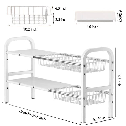 Estante expandible Fliqor con altura ajustable para gabinetes.