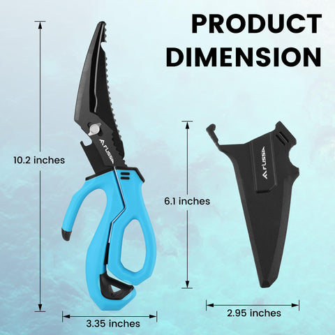 Tijeras FLISSA pesca 10 acero inoxidable con titanio para mayor durabilidad.