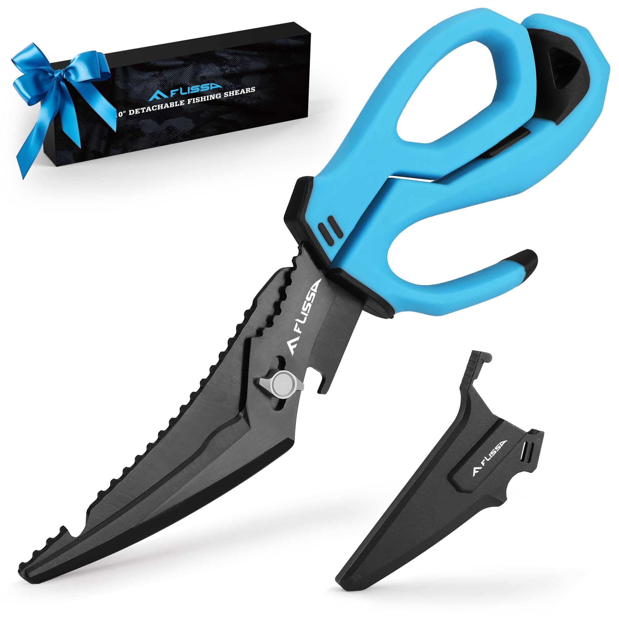 Tijeras FLISSA pesca 10 desmontables para desescamar y cortar con precisión.