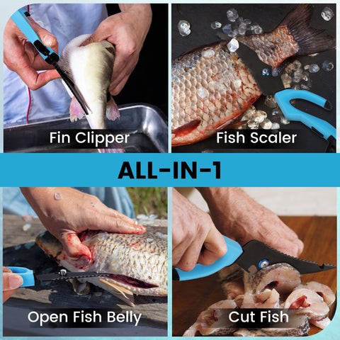 Tijeras FLISSA pesca 10 uso en cocina para cortar pescado, verduras y carne.