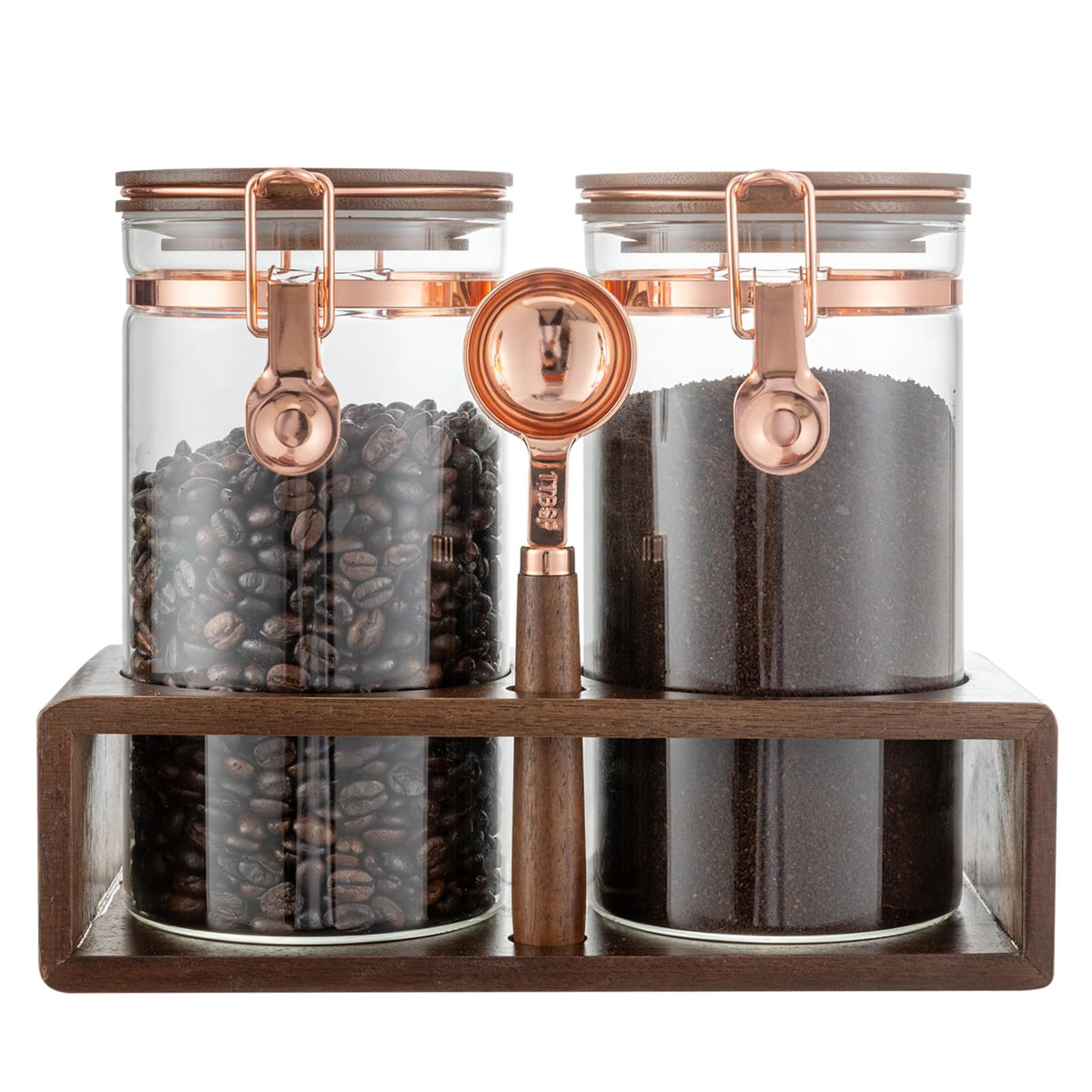 Flmeyaza jarras de café con vidrio claro y capacidad de 45 onzas para conservar granos y aromas.