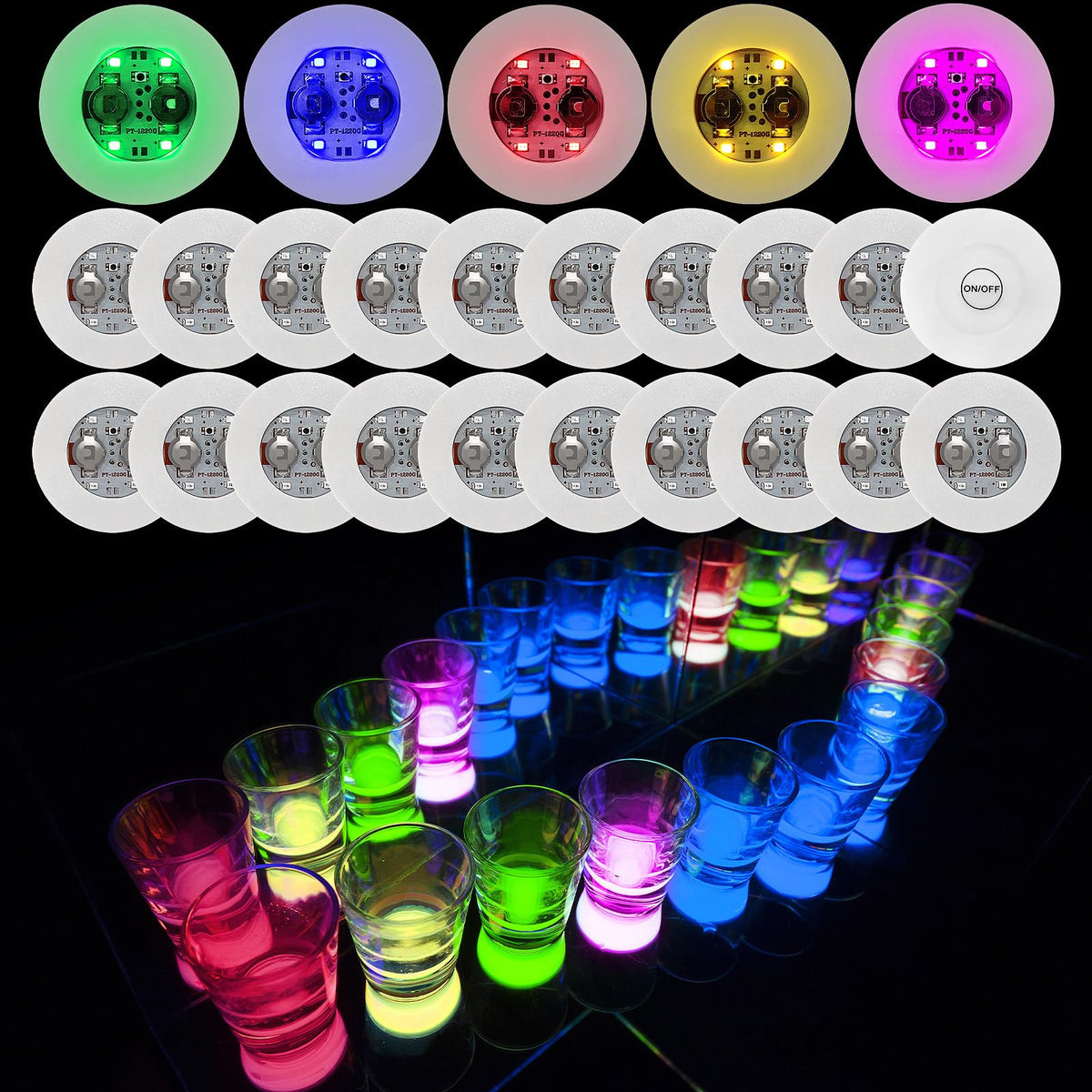 Posavasos LED Flomo YDQ para bebidas, iluminación suave en mesa