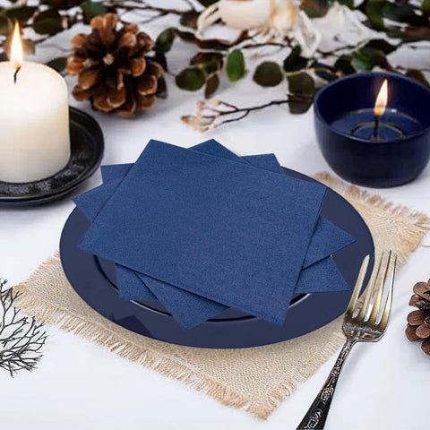 FLOWERCAT servilletas cena azul marino, suaves y absorbentes para comensales.