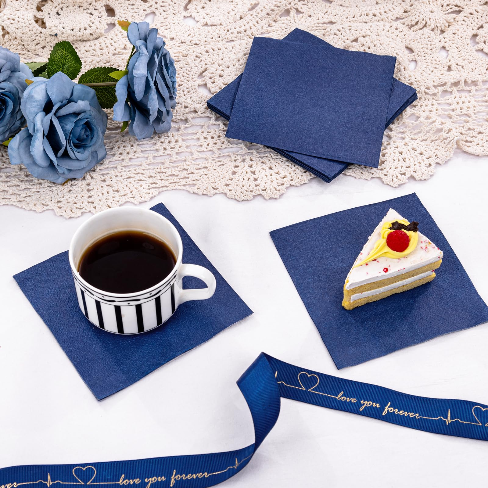 FLOWERCAT servilletas cocina azul marino, prácticas para comidas y bebidas.