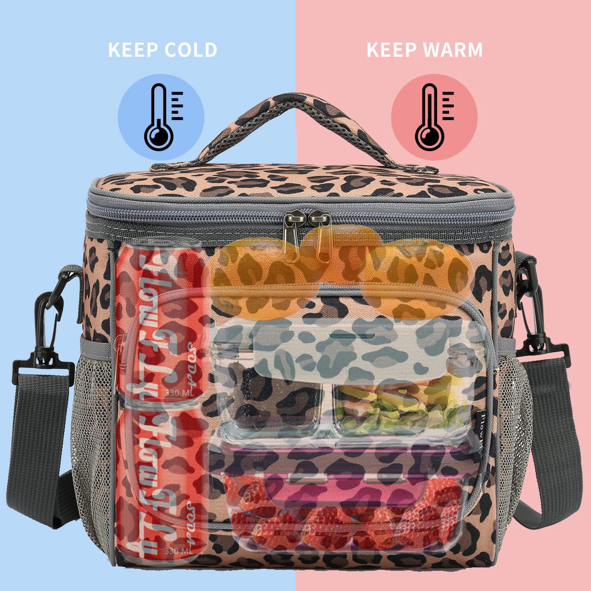 FlowFly bolsa Leopardo, construcción duradera para viajes y salidas al aire libre