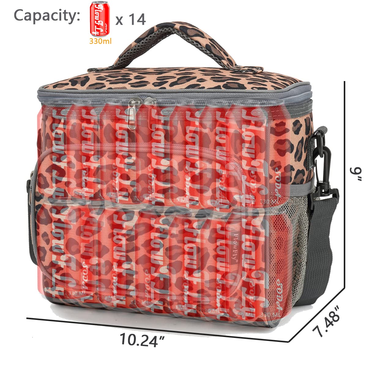 FlowFly bolsa Leopardo con correa ajustable para llevar como bolso cruzado