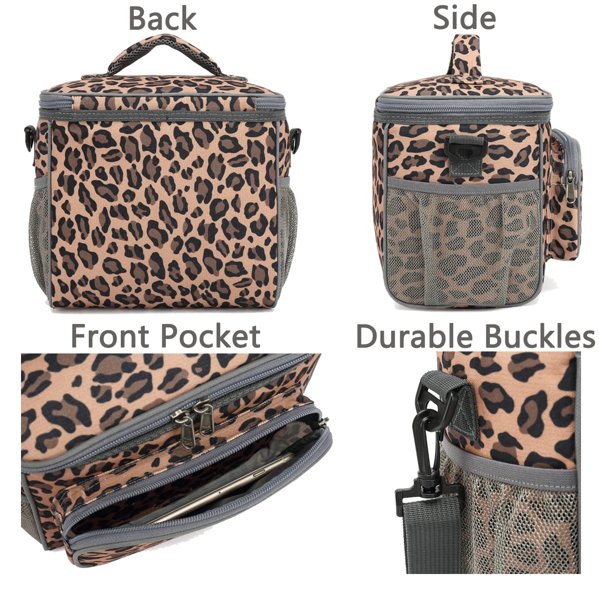 FlowFly bolsa Leopardo con bolsillos laterales para botellas y bebidas