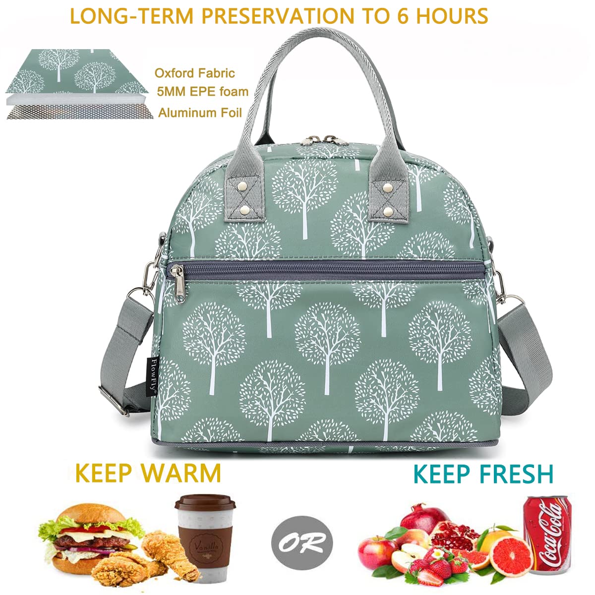 Interior PEVA seguro para alimentos de FlowFly, mantiene la comida protegida y lista para comer.