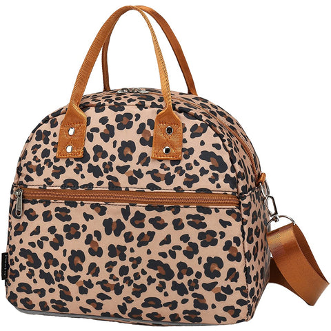 FlowFly bolsa almuerzo Leopard con correa, transporte cómodo para trabajo