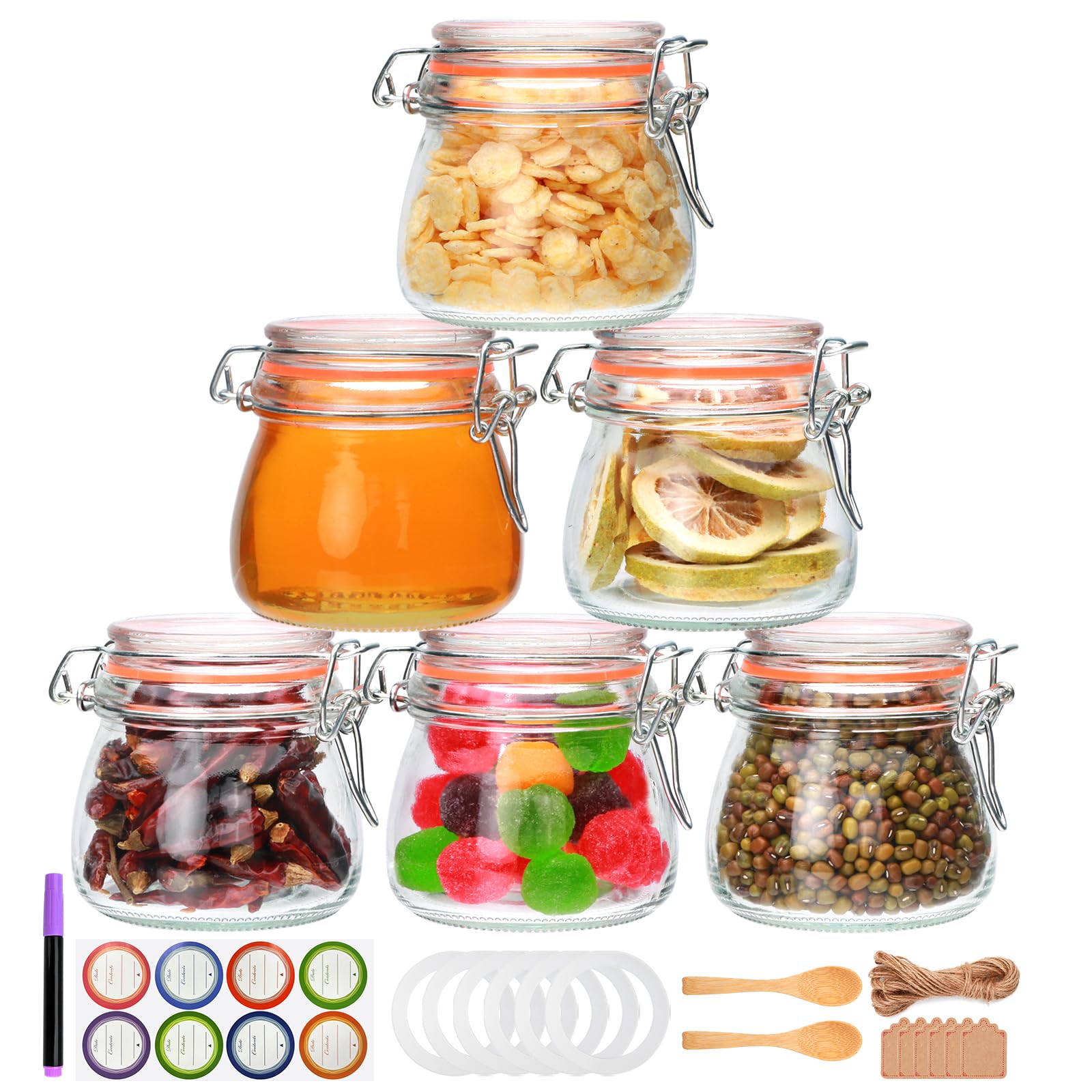 Frascos Flrolove de vidrio de 142 ml con tapa hermética para conservar alimentos.