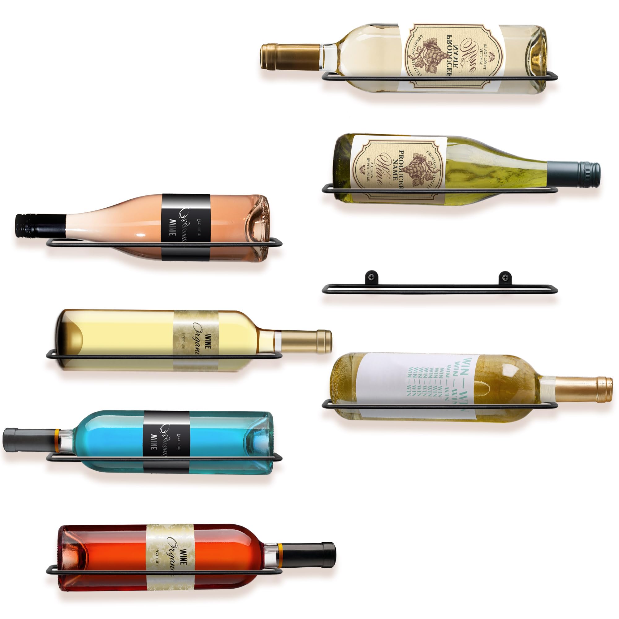 FLstudio exhibidor de botellas para pared, opción ideal para almacenar 8 botellas con estilo