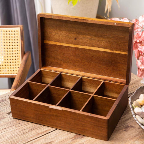 Bandeja decorativa de té FLYIEE, diseño en acacia para la estantería.