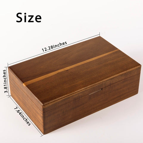 Caja de té FLYIEE en madera de acacia, almacenamiento visible y elegante.