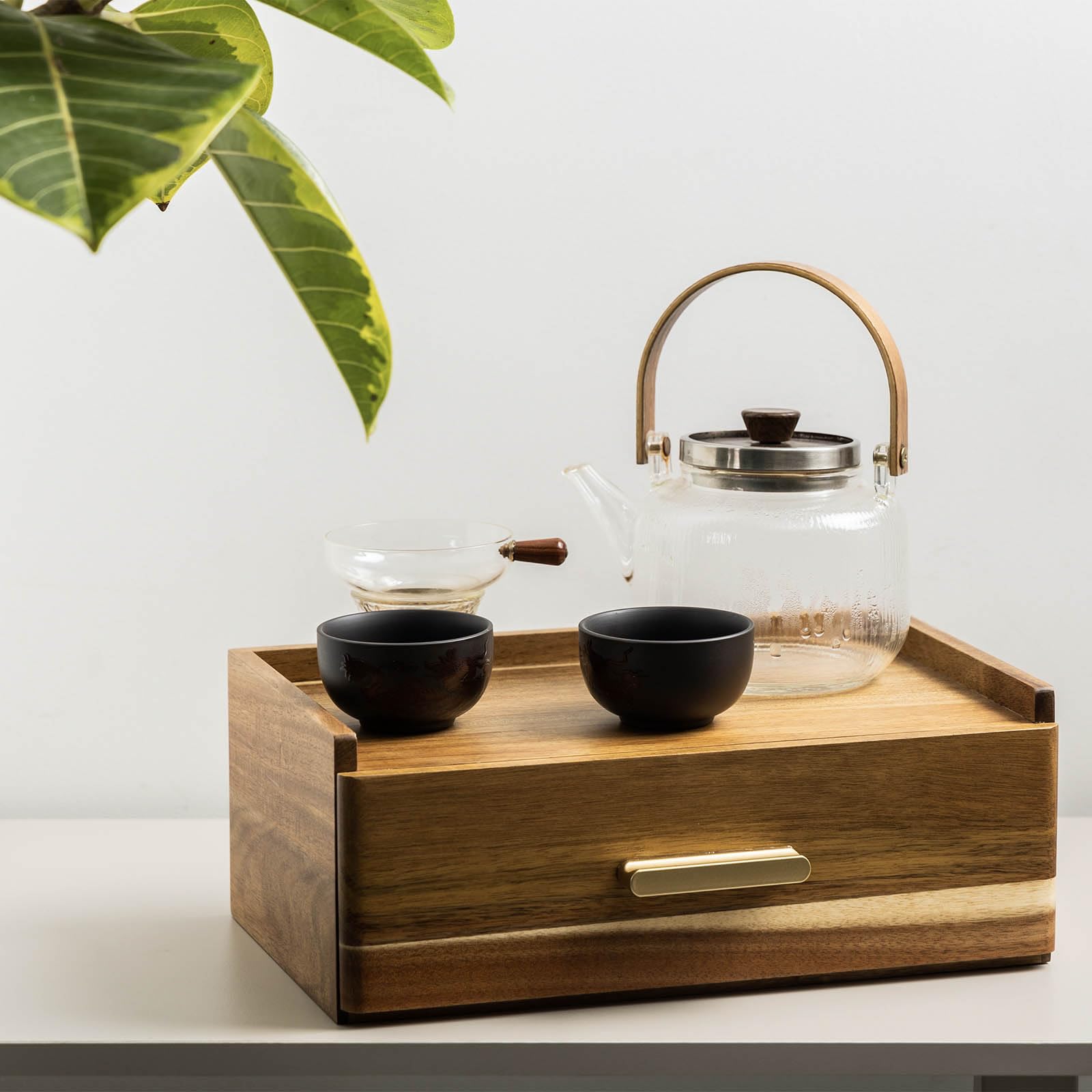 Flyiee organizador de té de acacia con 8 compartimentos para bolsitas.
