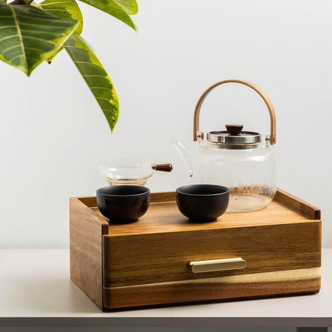 Flyiee organizador de té de acacia con 8 compartimentos para bolsitas.
