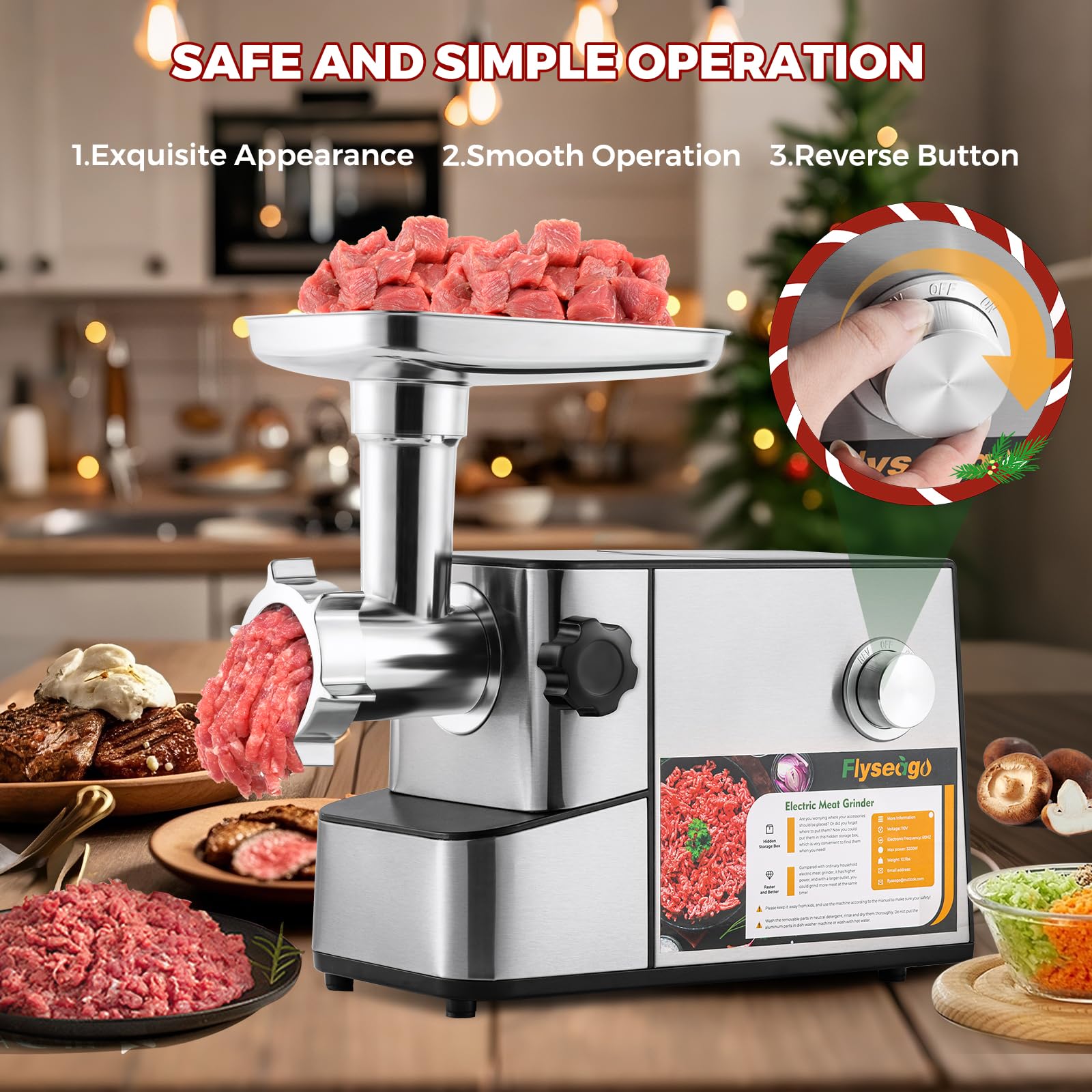 Flyseago picadora-accesorios-embutidora-kubbe, kit incluido para recetas caseras.