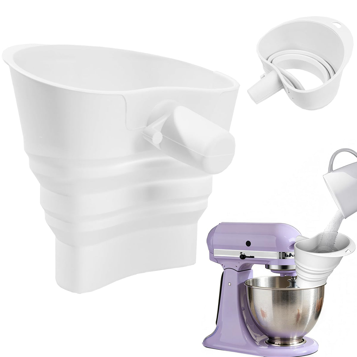 FMOYSIEN embudo de harina para KitchenAid, verter con precisión sin salpicaduras.