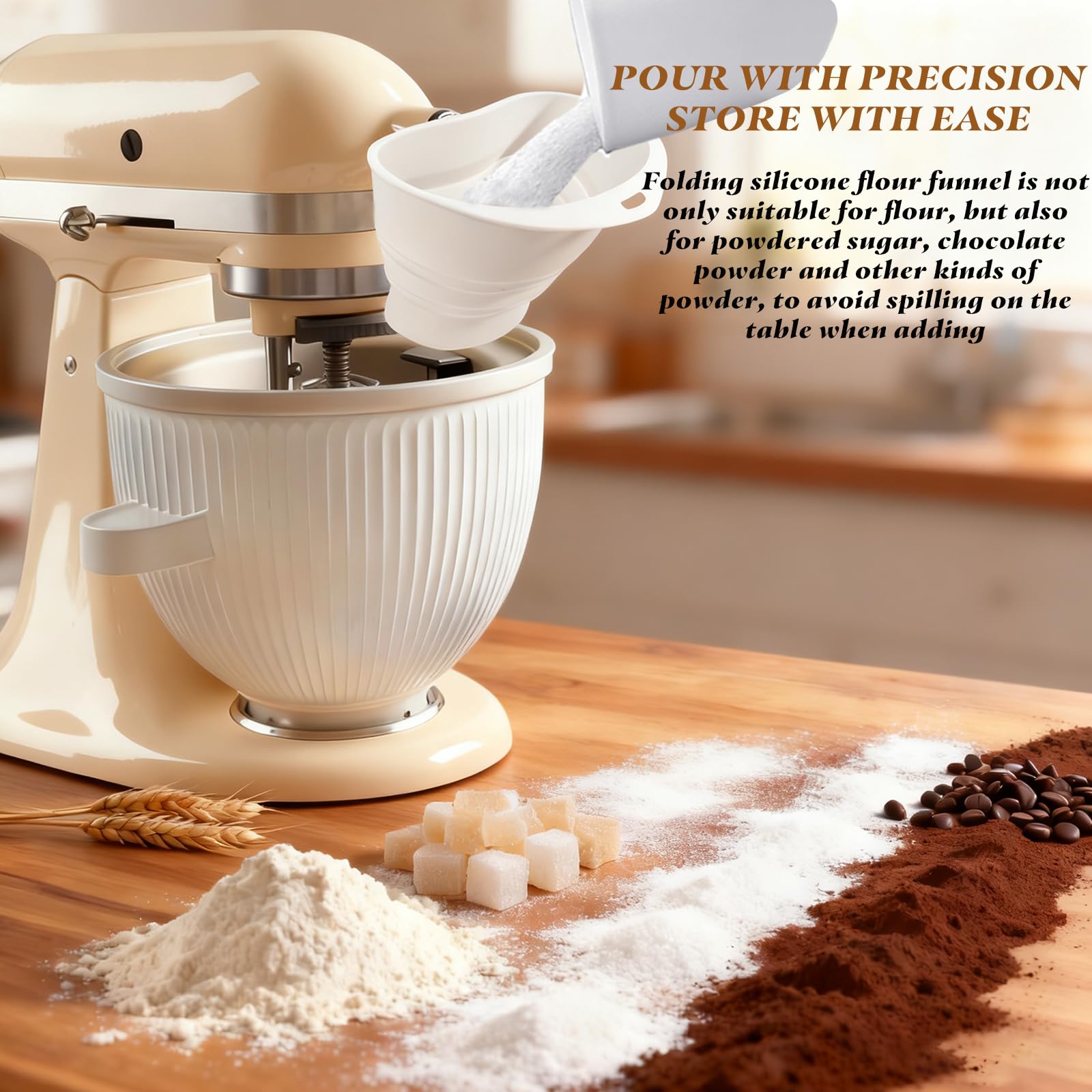 FMOYSIEN embudo en V para KitchenAid, flujo suave y sin atascos.