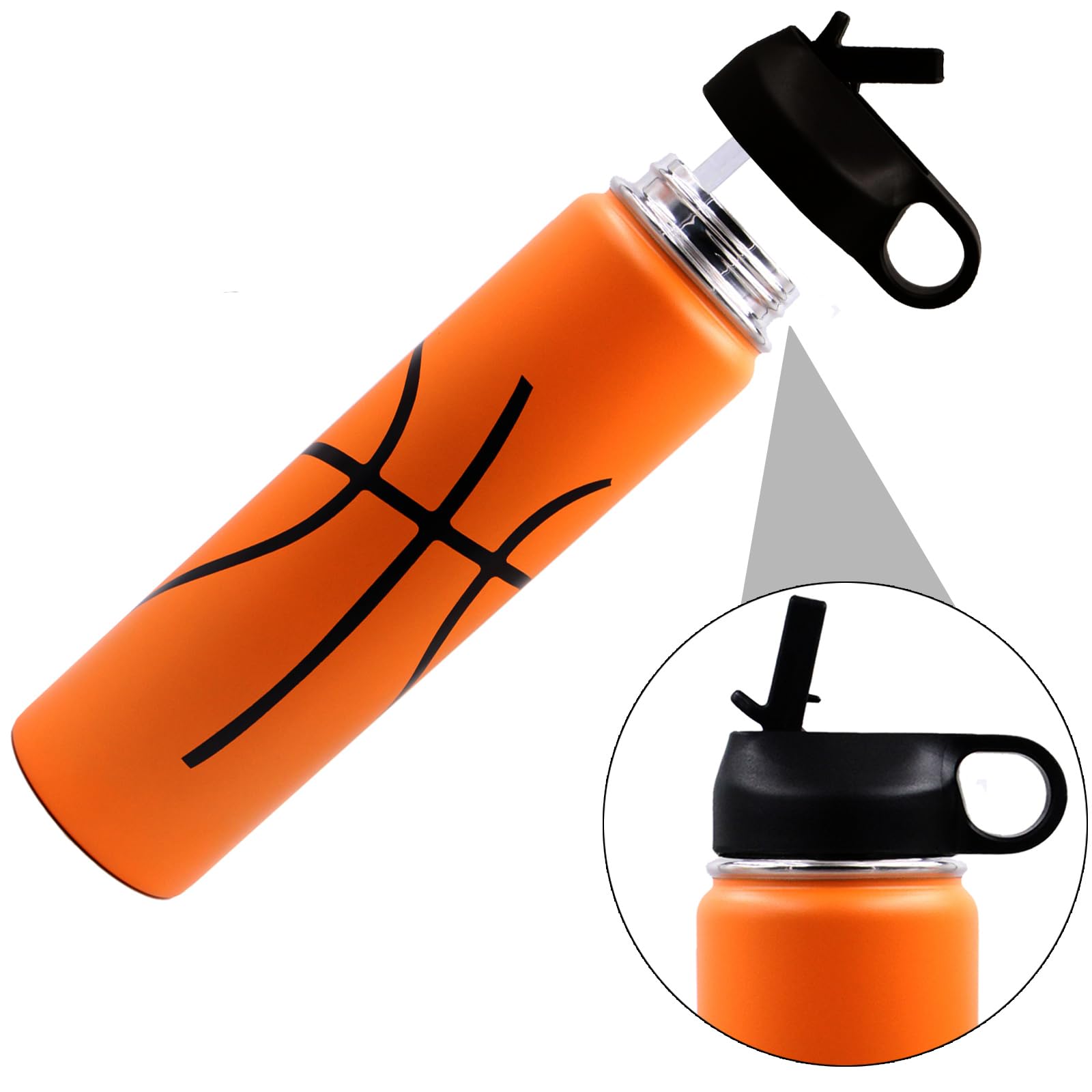 Botella FMYWZS con tapas intercambiables para tapa flexible y tapa con pajita.